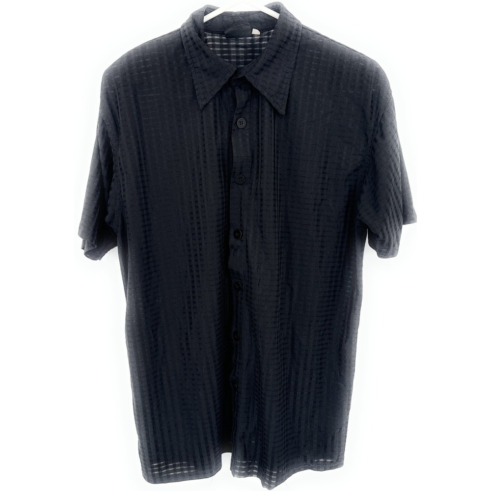 POSITANO Vintage 80s 90s Shiny Black‎ Mens XL Club Shirt